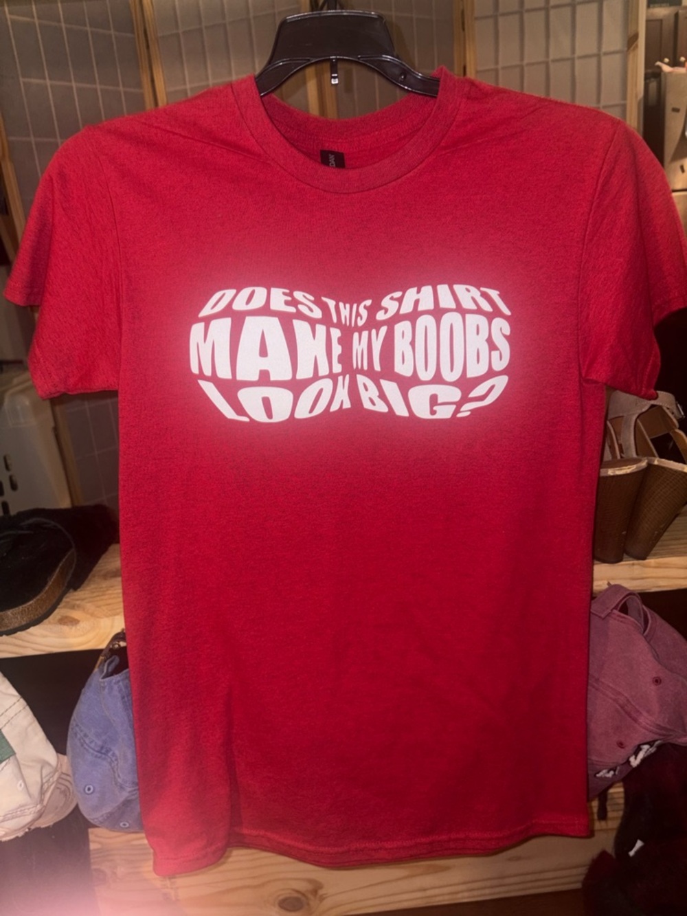 Gildan Red Graphic Tee with White Bold Chest Print